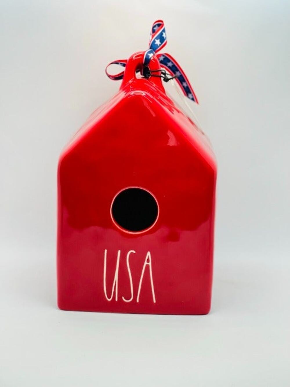 Rae Dunn USA red bird house